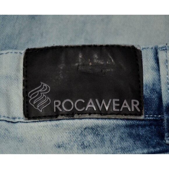 Rocawear Acid Wash Skinny Jeans Men's 34x32 Blue Stretch Denim Y2K Light Retro - Picture 7 of 9